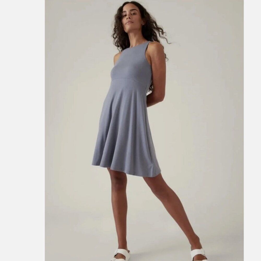 Athleta Women's Santorini Thera Dress Gray Soft Modal Stretch Sporty Size XXS